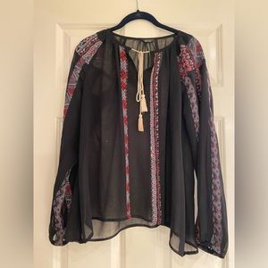 Shear long sleeve blouse